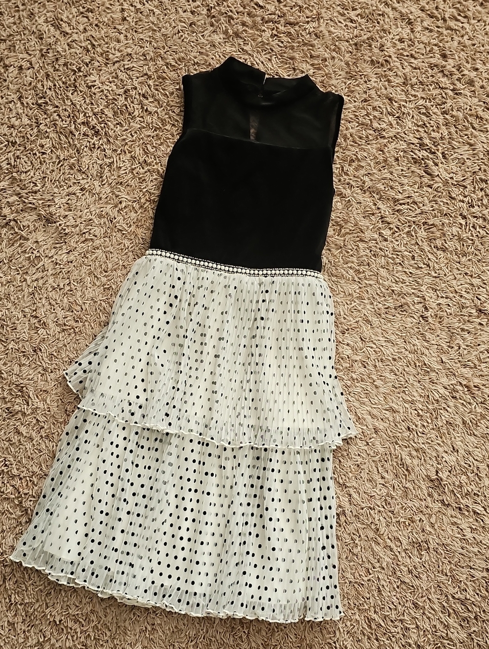 Girls Speechless Black and White Polka Dot Tiered Party Dress